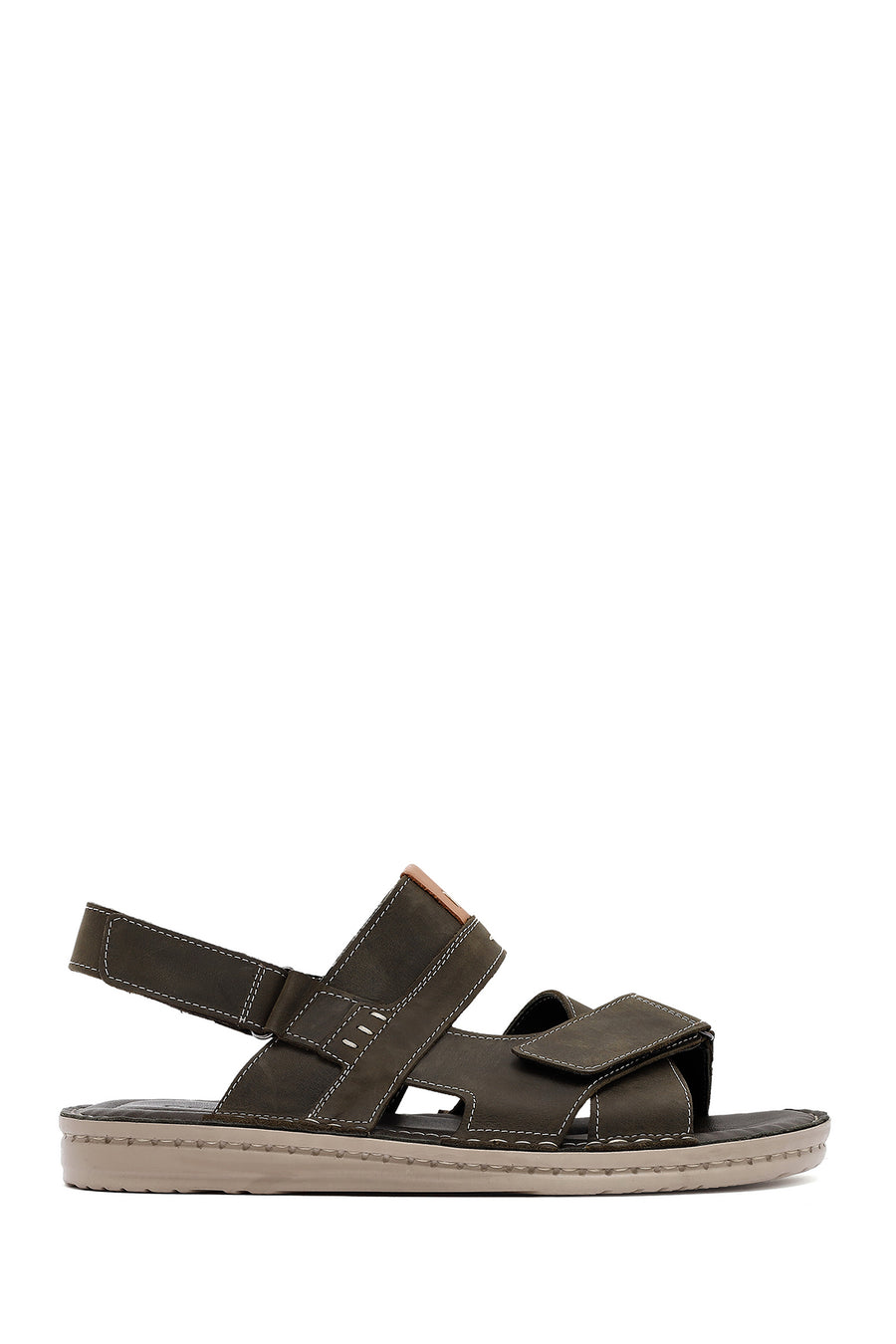 Men's Khaki Strappy Leather Sandals