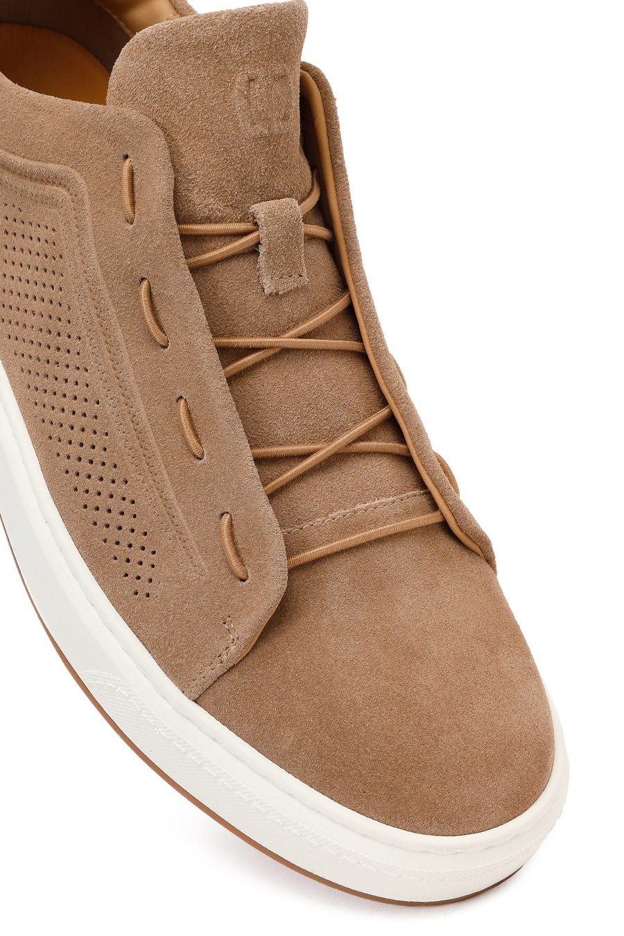 Erkek Bej Bağcıklı Süet Deri Sneaker
