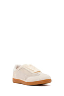 Women's Beige Lace-Up Mesh Suede Leather Sneaker | Derimod