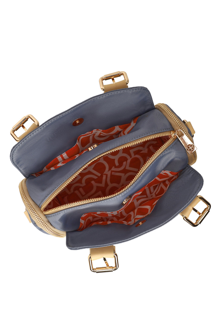 Woman Blue Long-Strap Fabric Shoulder Bag