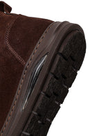 Men's Brown Suede Leather Boots with Zipper | Derimod