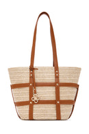 Women's Beige Straw Shoulder Bag | Derimod