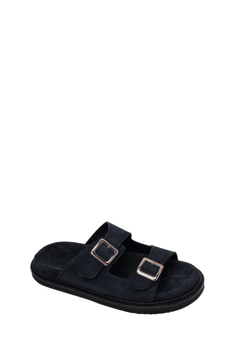 Male Black Strap Suede Slipper