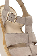 Women's Mink Ankle Buckle Thick-Soled Suede Leather Comfort Sandals | Derimod