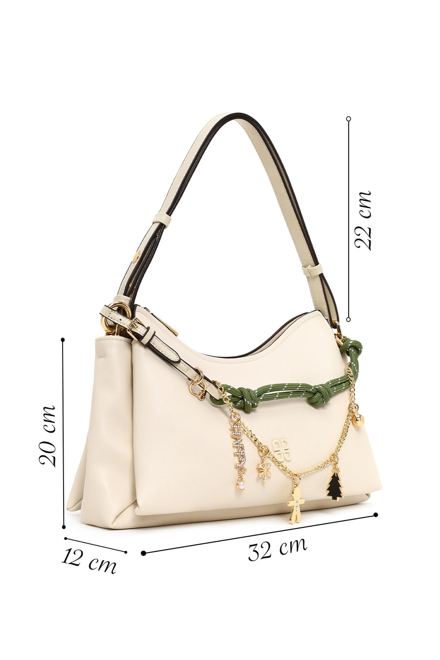 Woman Cream Charm Shoulder Bag