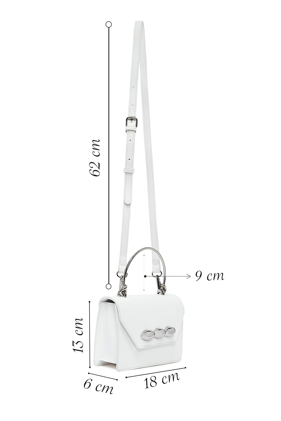 Women's White Long Strap Mini Classic Handbag