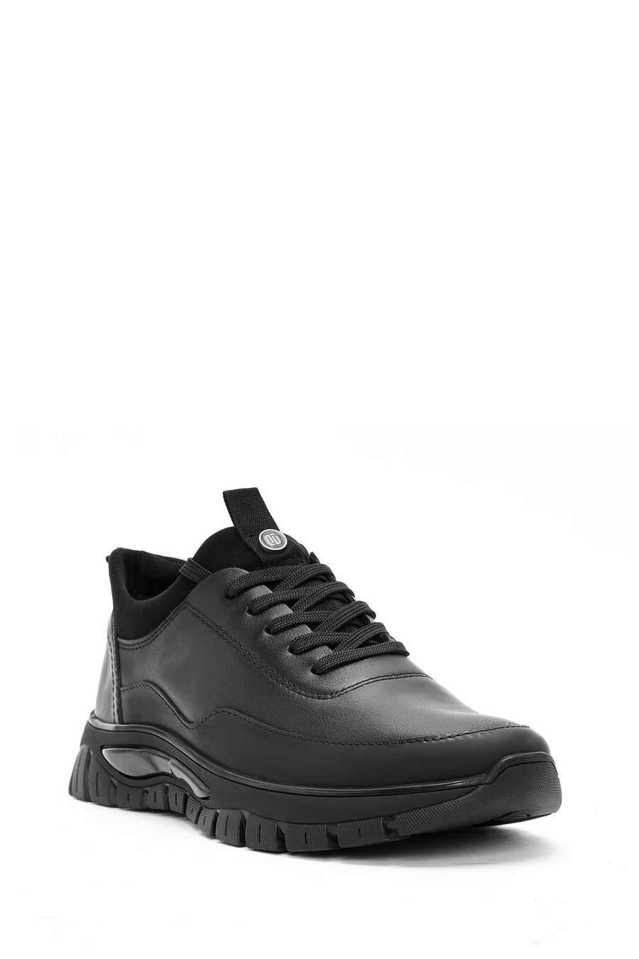 Men's Black Lace-up Leather Sneaker