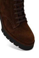 Women's Brown Zippered Thick-Soled Suede Leather Combat Boot | Derimod