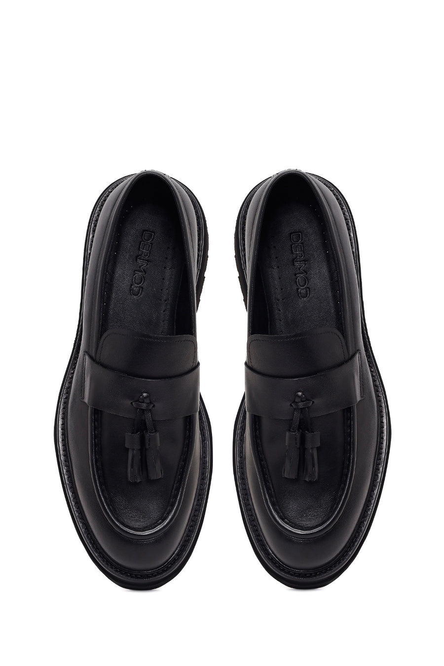 Erkek Siyah Püsküllü Deri Casual Loafer