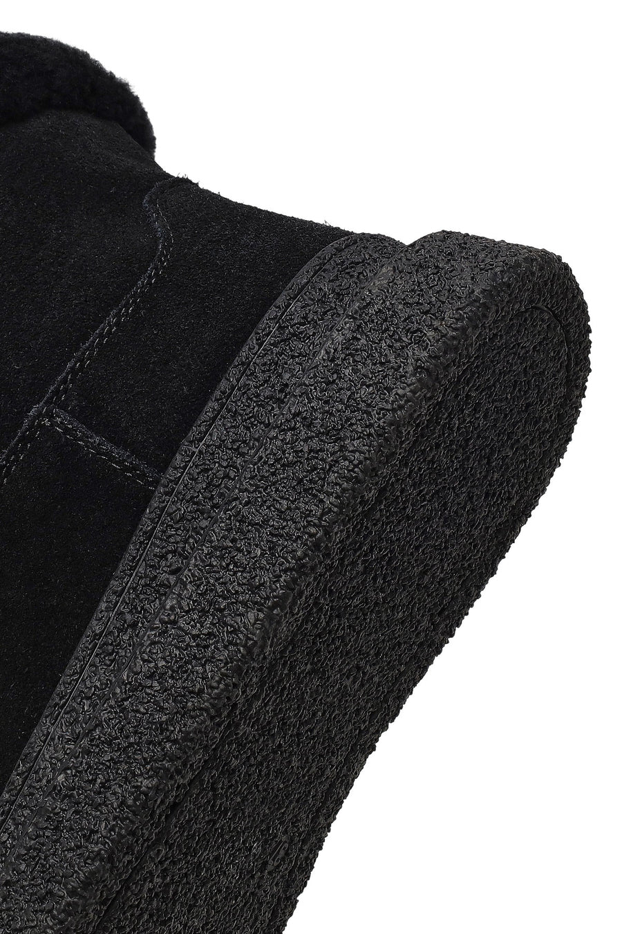 Woman Black Zip Closure Thick-Soled Suede Teddy Boots