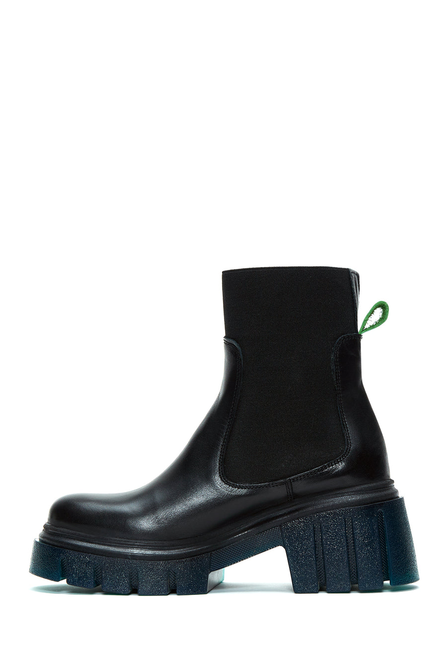 Women's Black Thick Soled Leather Boots