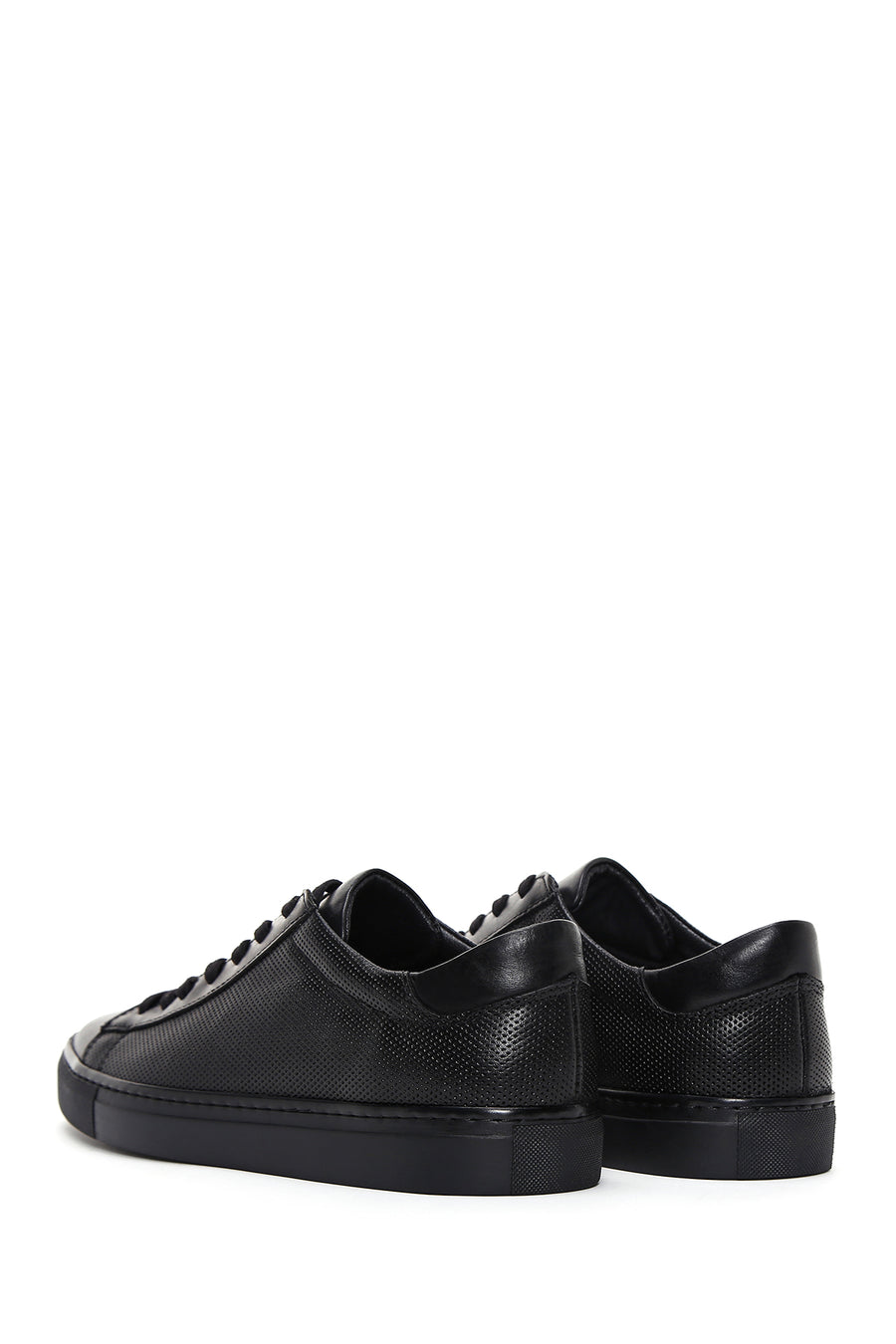 Erkek Siyah Bağcıklı Deri Sneaker