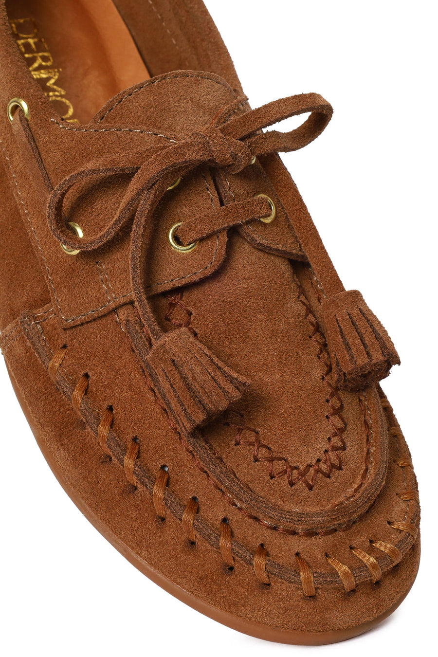 Women's Tan Tassel Suede Leather Loafer