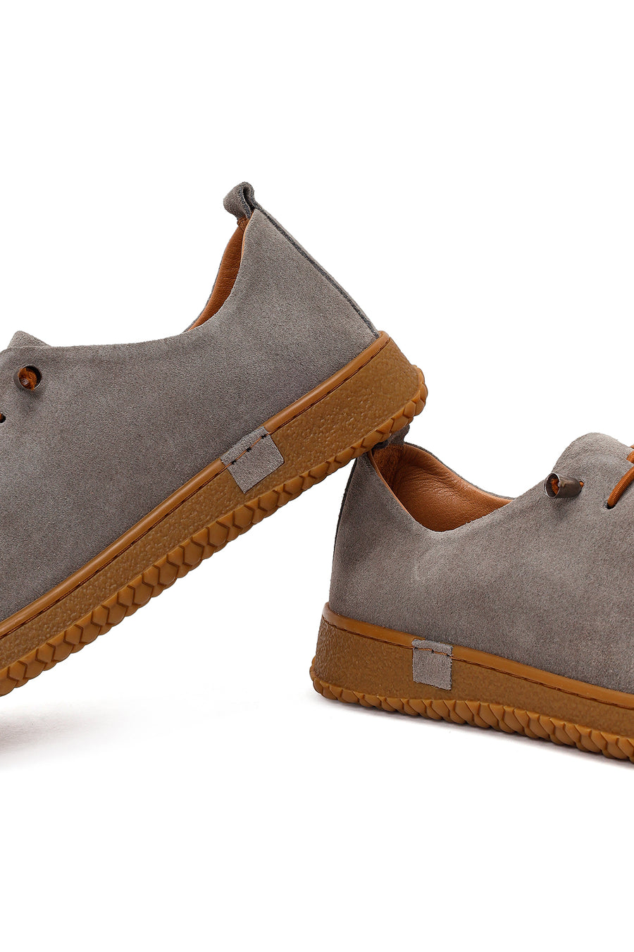 Women's Grey Lace-up Suede Leather Comfort Shoes