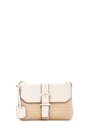 Woman White Long-Strap Straw Shoulder Bag | Derimod