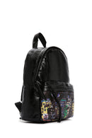 Women's Black Printed Backpack | Derimod