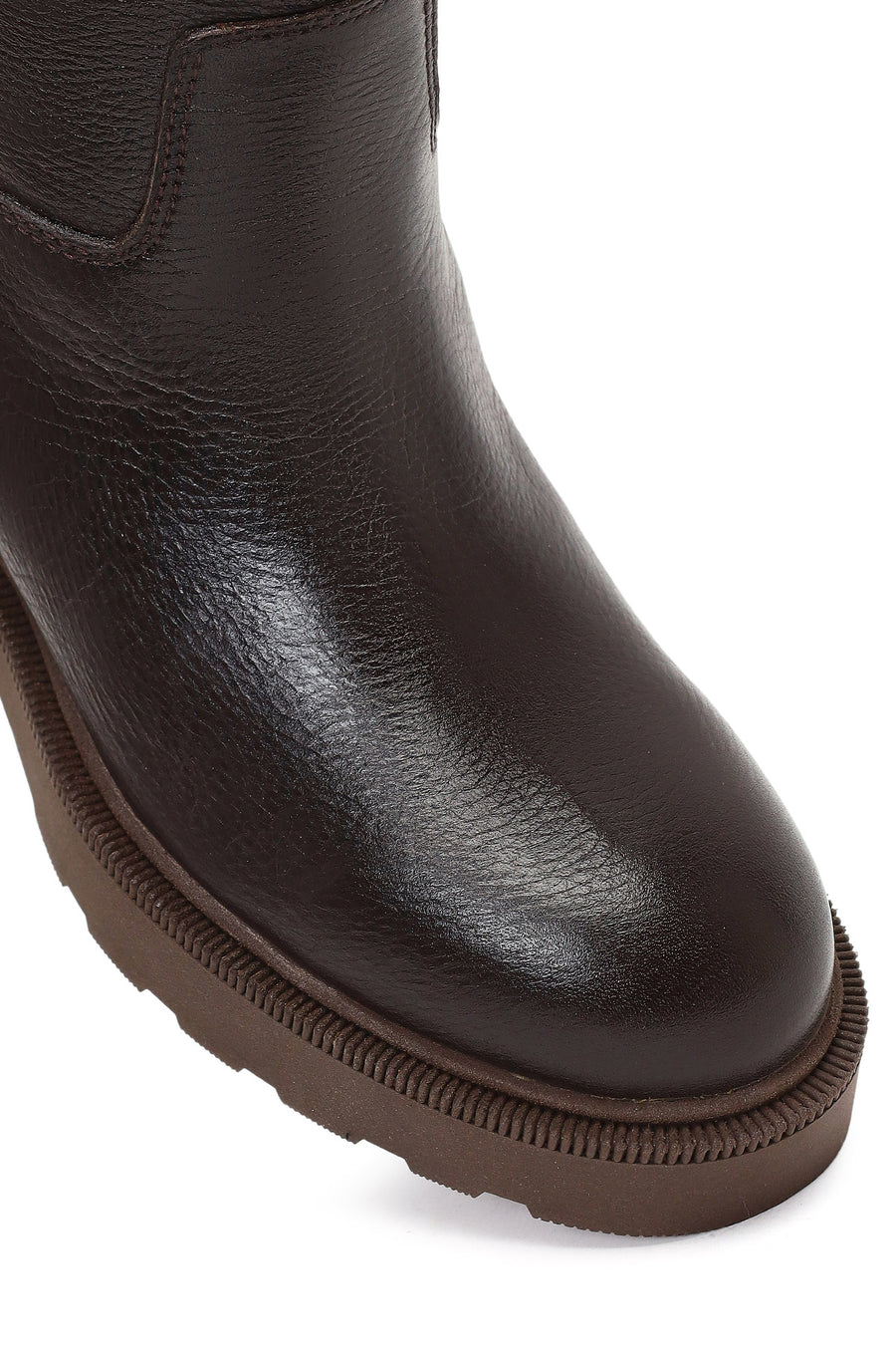 Women's Brown Thick-Soled Leather Boot