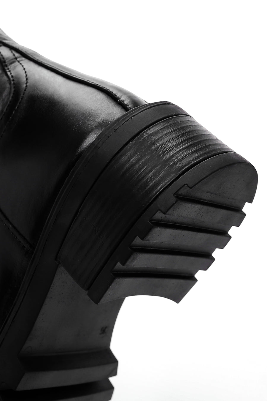Women's Black Thick Soled Casual Leather Boots