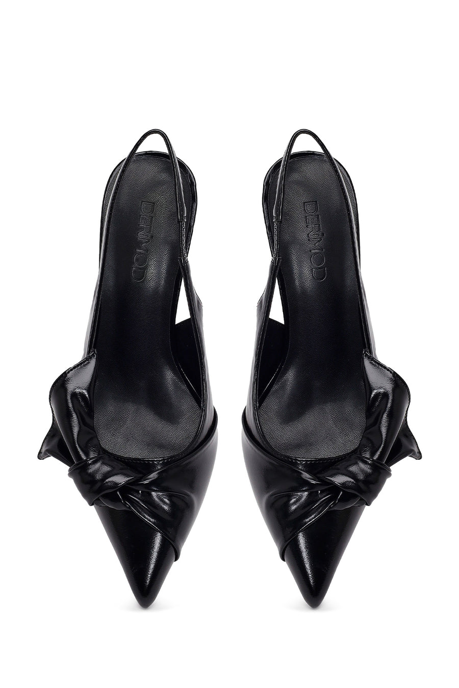 Women's Black Open Back Thin Heeled Shoes