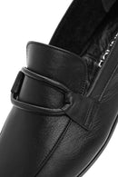 Women's Black Leather Masculine Loafer | Derimod