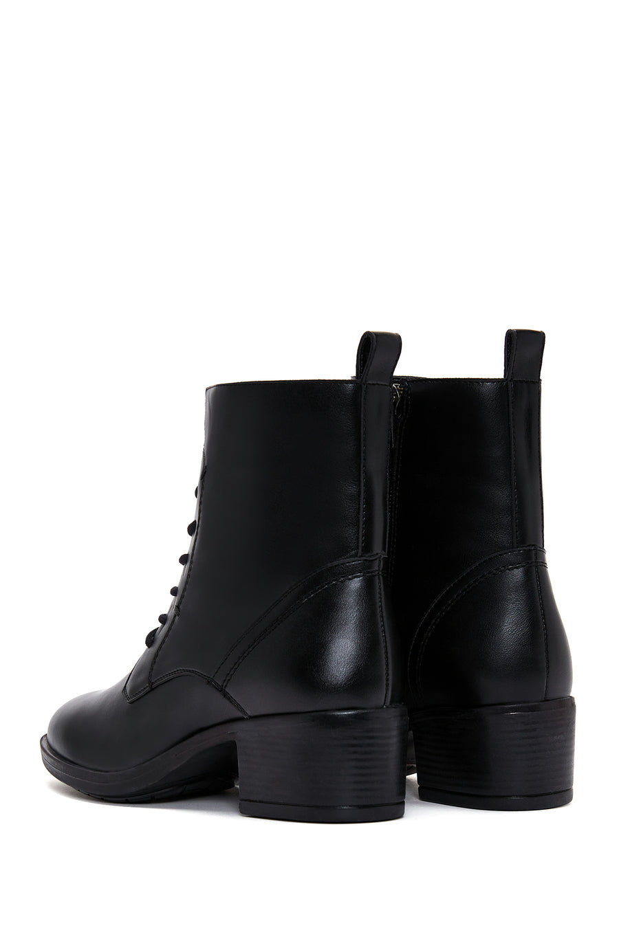 Women's Black Zippered Heeled Boots