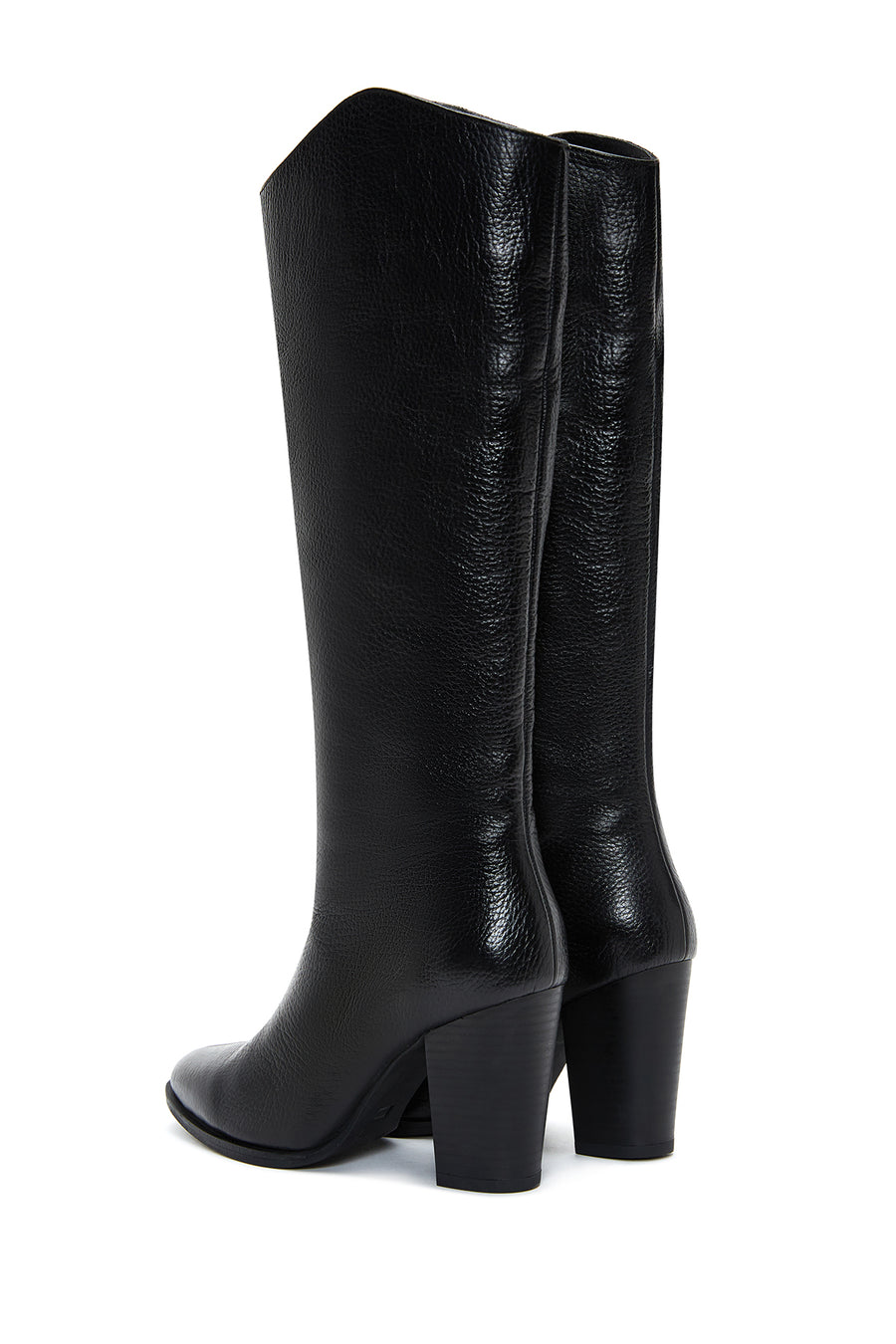 Women's Black Heeled Leather Boots