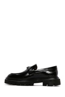 Men's Black Buckled Thick Soled Leather Casual Loafer | Derimod