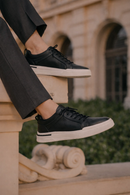 Erkek Siyah Bağcıklı Deri Sneaker | Derimod