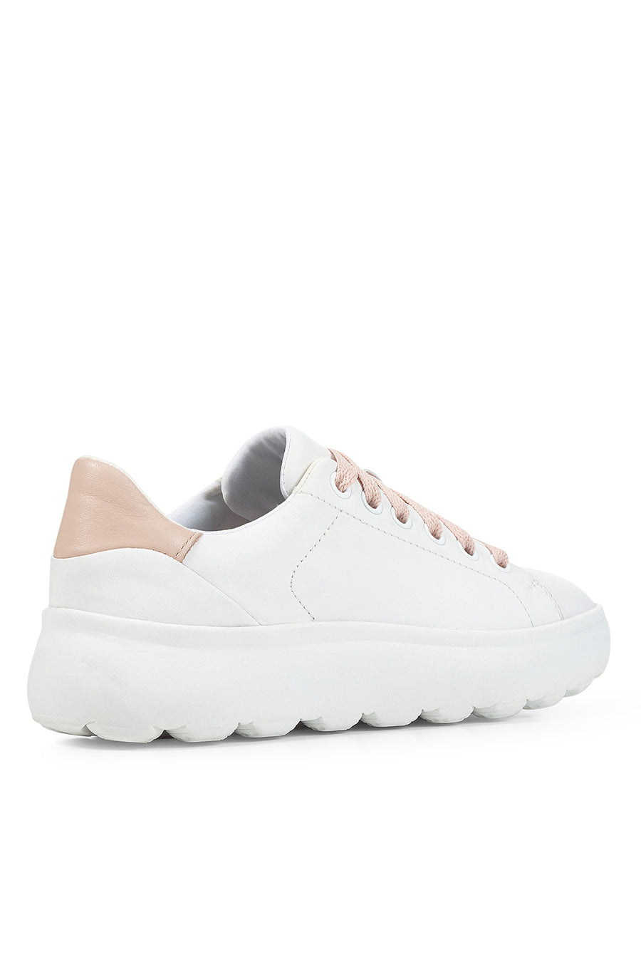 Geox Women's White Leather Spherica Ec4.1 Thick Soled Sneaker