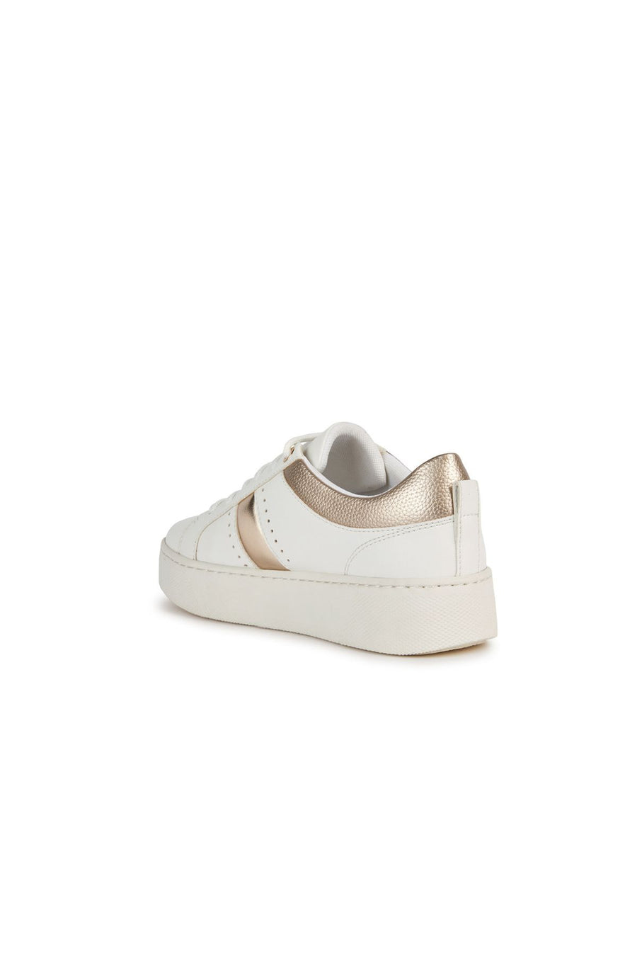 Geox Women's White D Skyely Lace-up Leather Sports Shoes