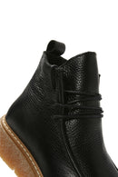 Women's Black Thick Sole Lace Up Leather Boots | Derimod