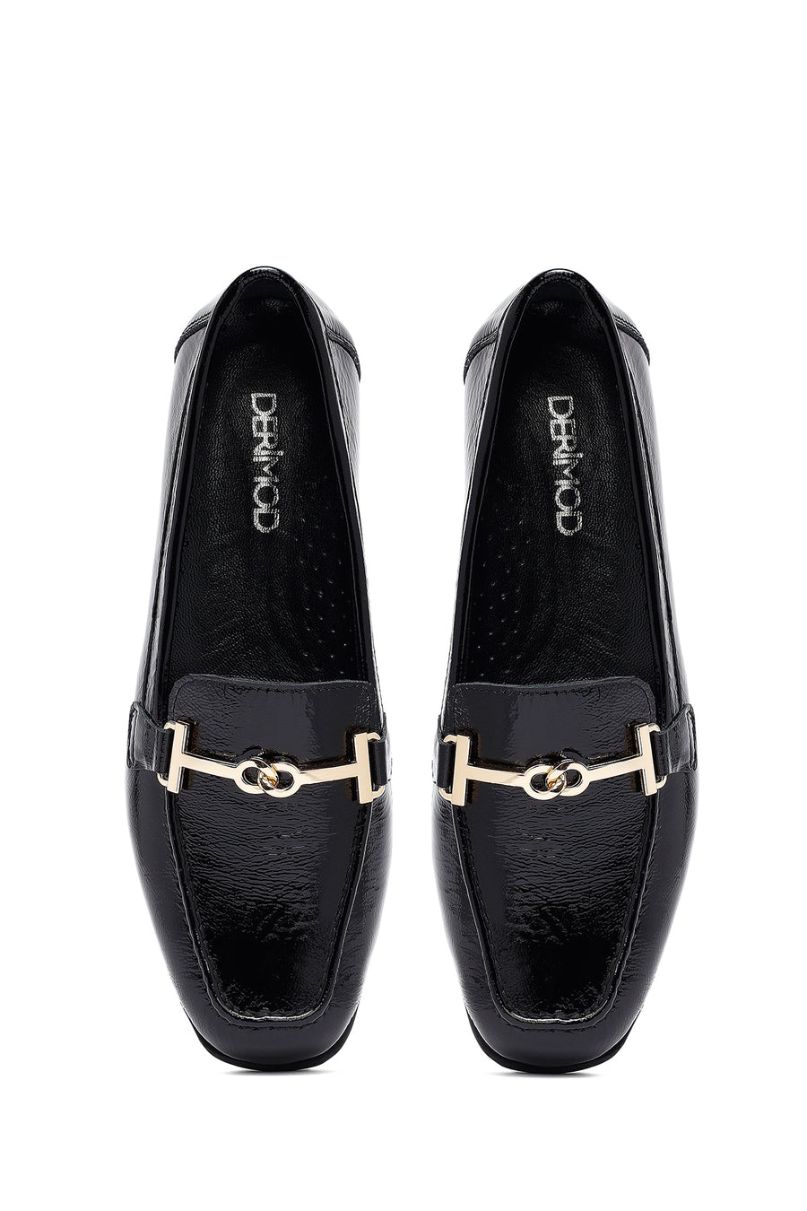 Woman Black Buckle Leather Masculine Loafer