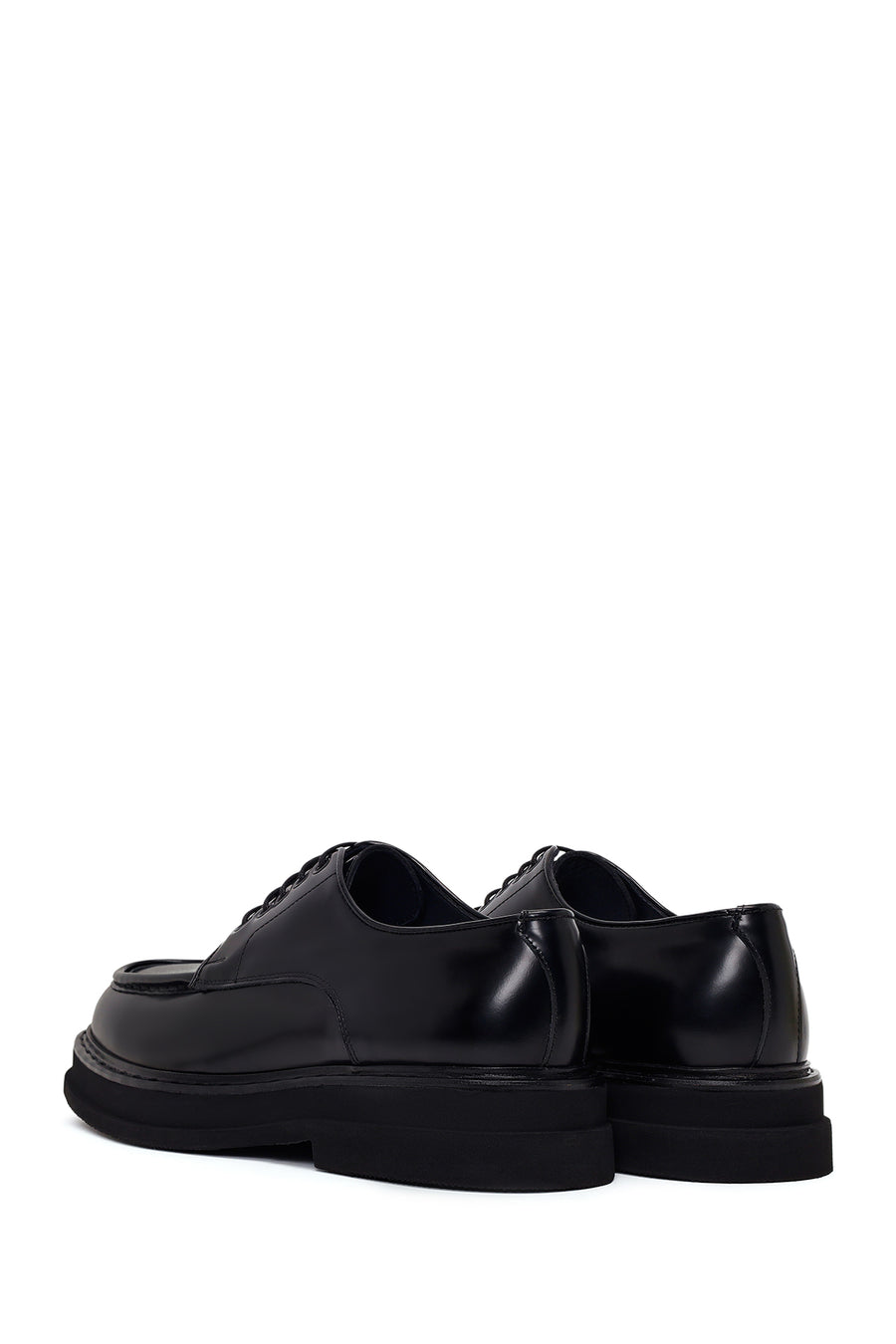 Male Black Lace-Up Thick-Soled Leather Casual Shoes