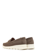 Kadın Vizon Dolgu Topuklu Süet Deri Comfort Loafer | Derimod
