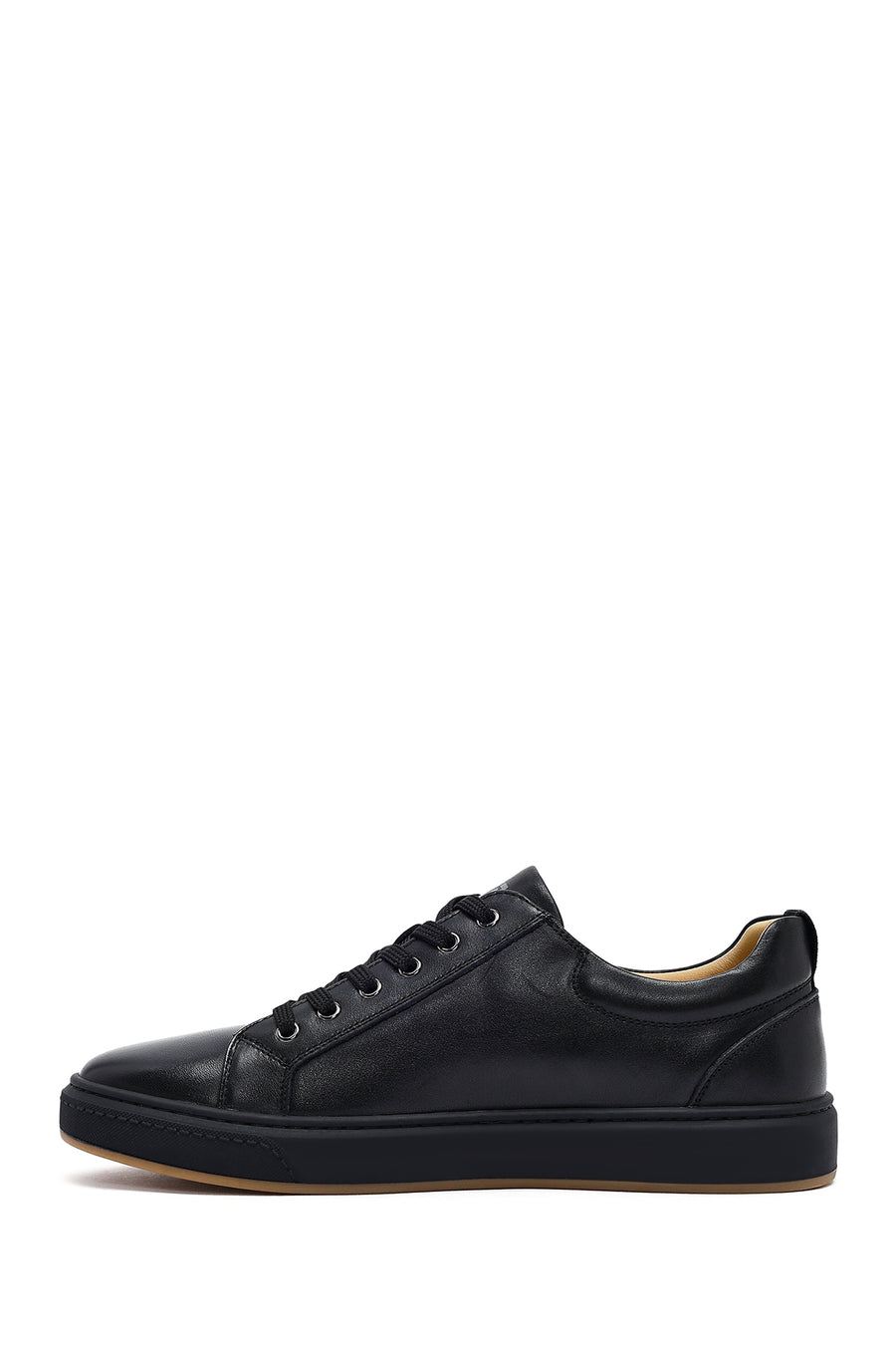 Men's Black Lace-Up Leather Sneaker