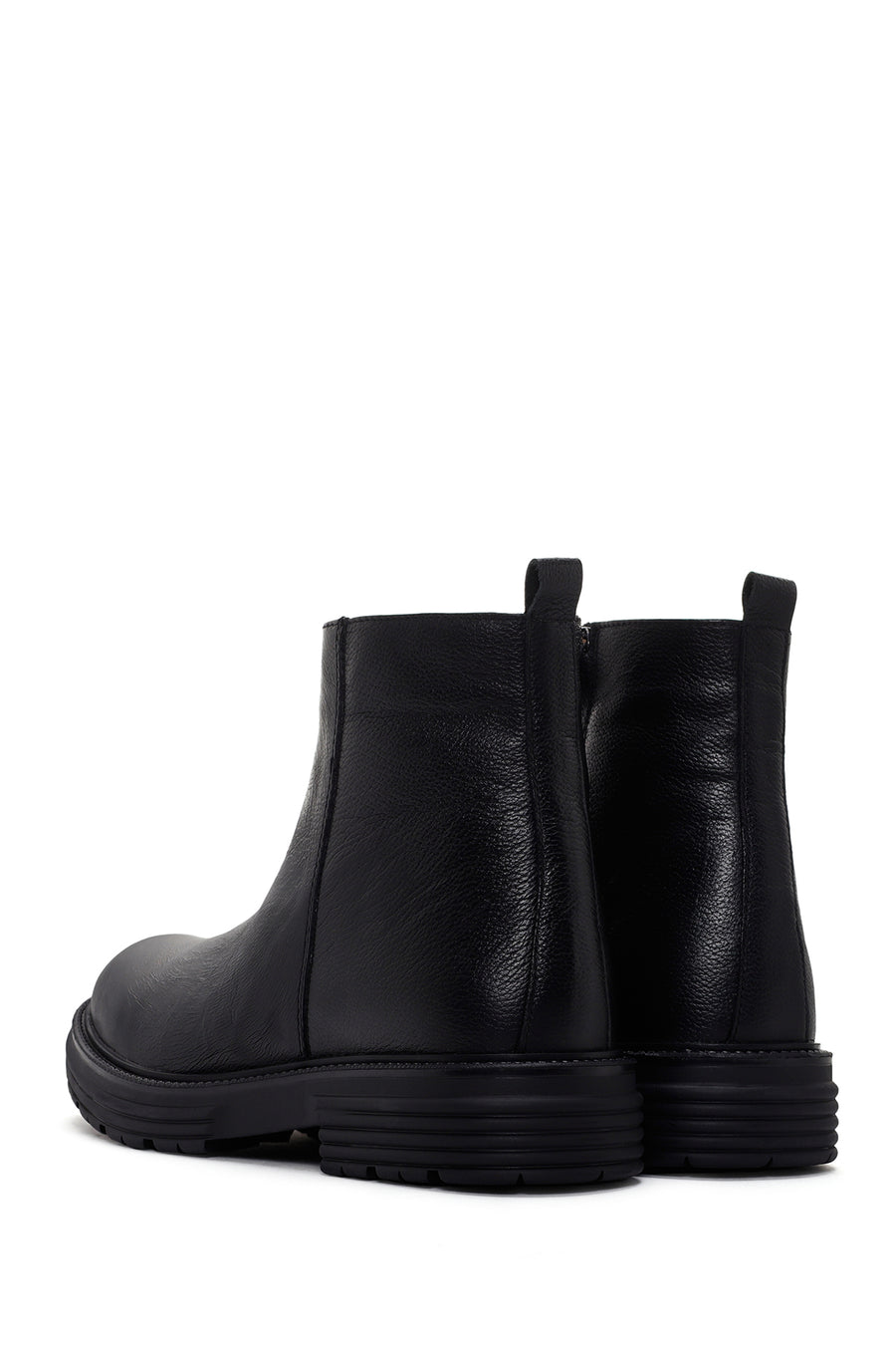 Men's Black Zippered Leather Casual Boots