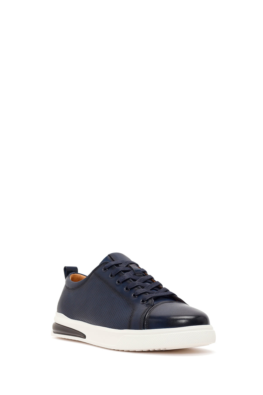 Erkek Lacivert Bağcıklı Deri Sneaker