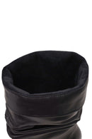 Woman Black Thin High-Heeled Leather Boots | Derimod