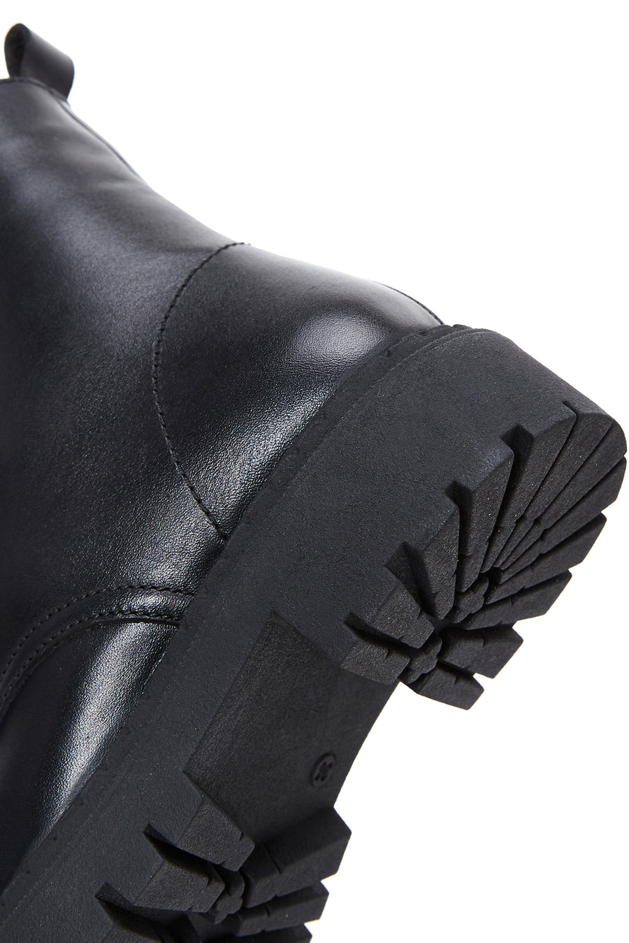 Women's Black Leather Zippered Boots Flat Boots