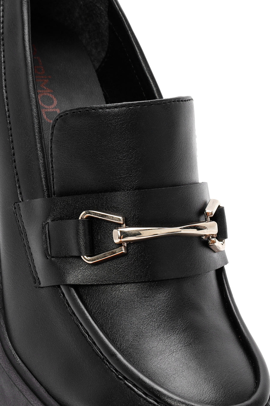 Women's Black Chunky Heel Loafers