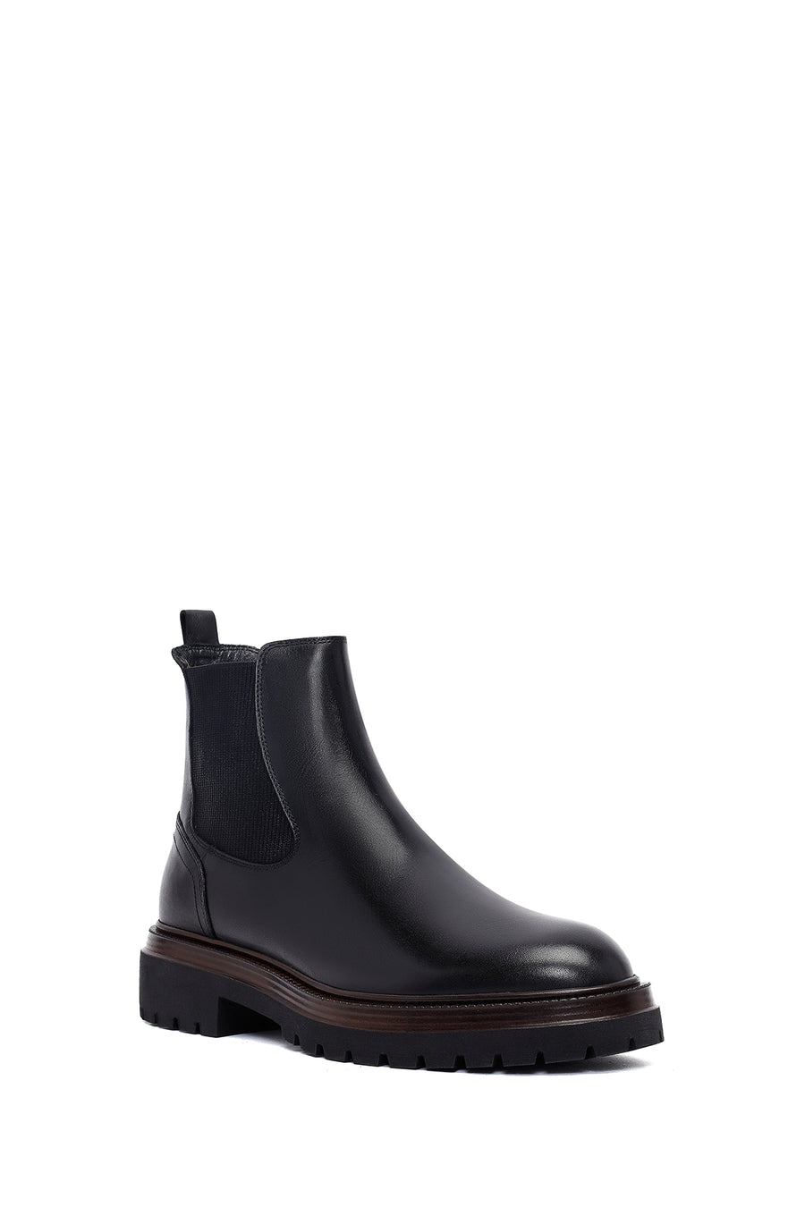 Male Black Thick-Soled Leather Chelsea Boots