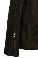 Lorenzo Male Gray Stand Collar Suede Leather Jacket | Derimod