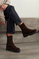 Woman Brown Thick-Soled Suede Chelsea Boots | Derimod