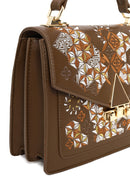 Woman Brown Long Strap Printed Shoulder Bag | Derimod