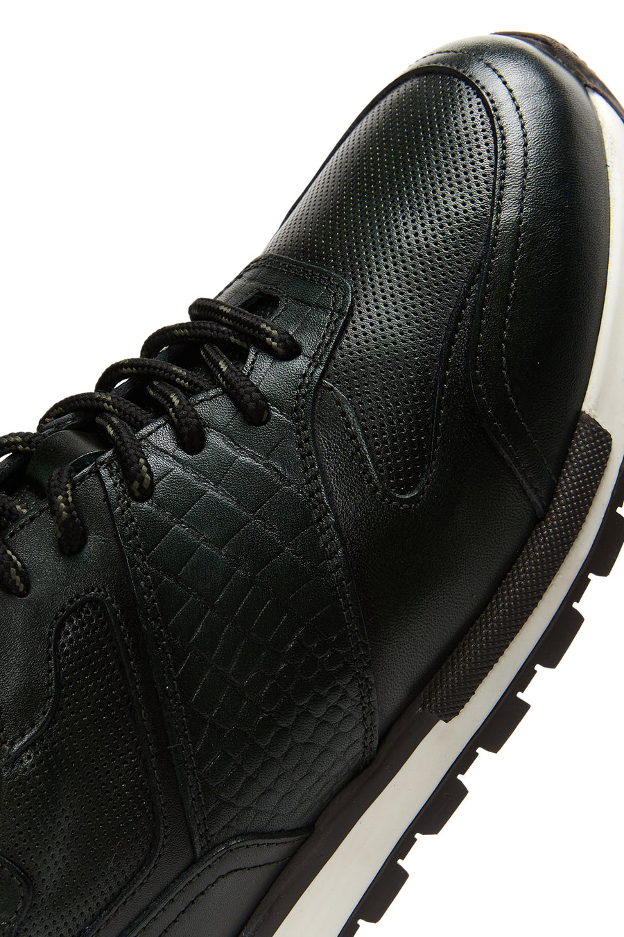 Erkek Yeşil Deri Baskılı Sneaker