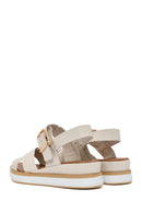 Women's Cream Ankle Buckle Thick Soled Leather Sandals | Derimod