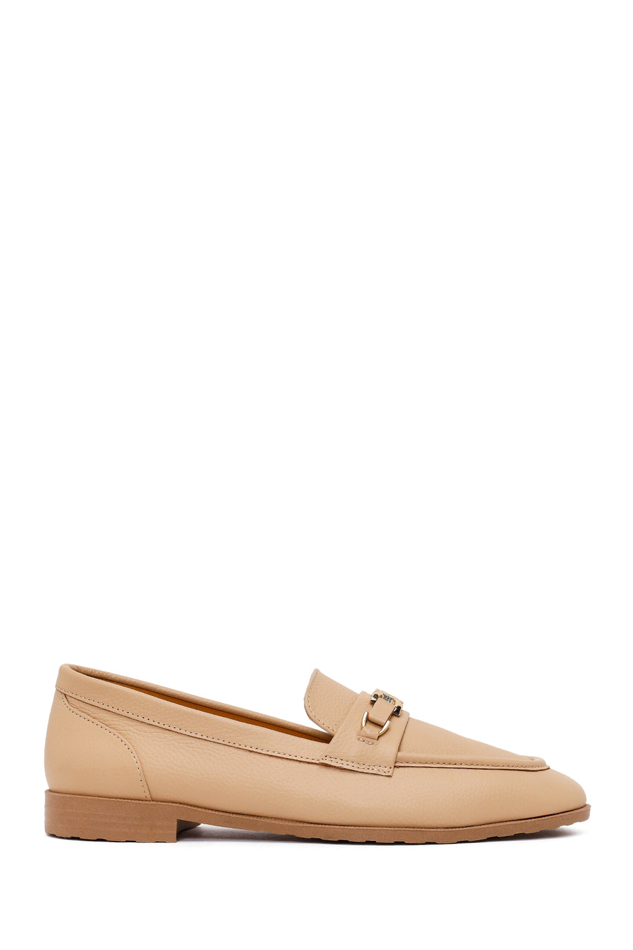 Kadın Bej Tokalı Maskülen Deri Loafer 26PFD2300FT | Derimod