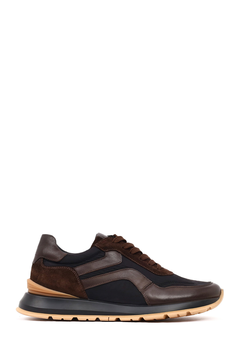 Erkek Siyah Bağcıklı Deri Sneaker