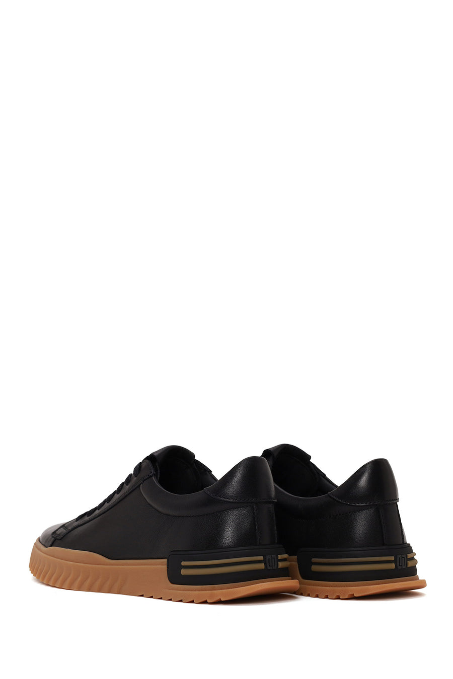 Erkek Siyah Bağcıklı Deri Casual Sneaker