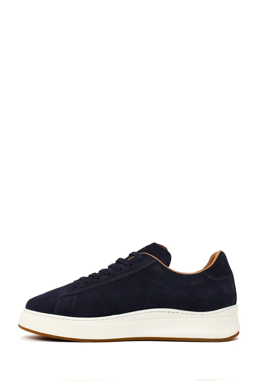 Male Navy Blue Lace-up Thick-soled Suede Leather Sneaker